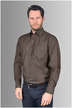 Camisas, Sport Manga Larga, 109897, MARRON