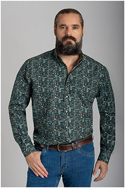Camisas, Sport Manga Larga, 110558, VERDE